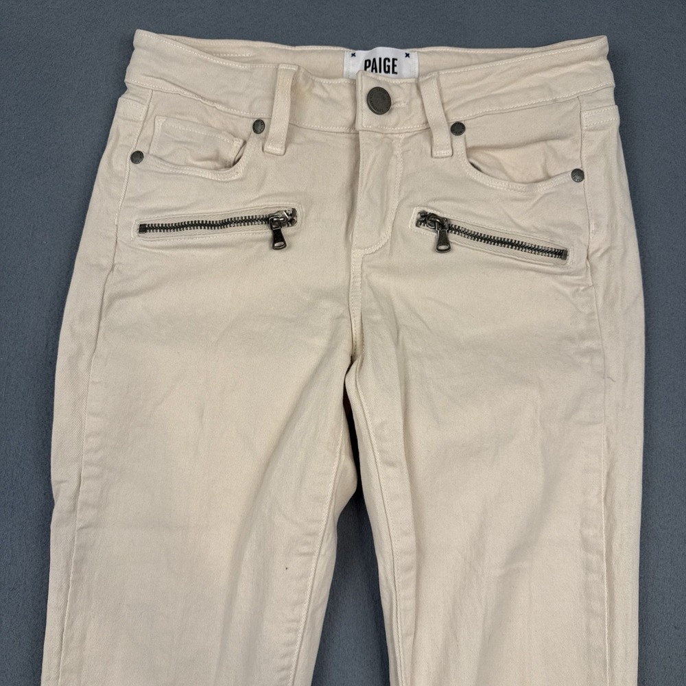 Paige Women's 26/30 INDINGO ZIP Skinny Jeans FRENCH VANILLA COLOR